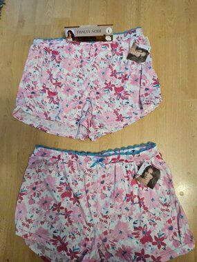 Thalia Sodi Sleep Shorts 2 Pack NWT Large Pink Floral Lounge Pajama Shorts wp67